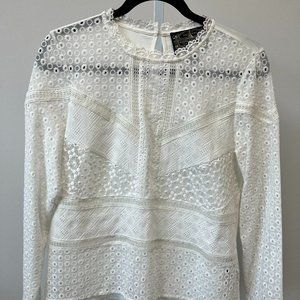 James Coviello white eyelet top | size S
